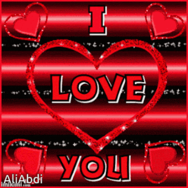a red heart that says i love you