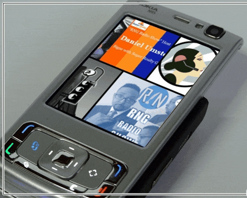 a nokia phone displays a collage of images including a picture of daniel umst