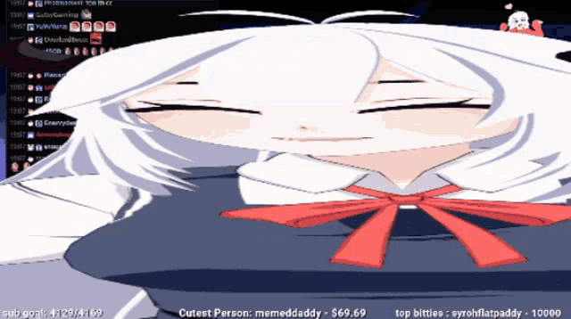 a cartoon of a girl with the words cutest person memedaddy on the bottom left