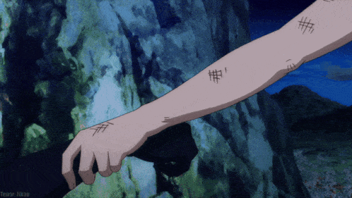 a close up of a person 's arm with the word tense on the bottom right