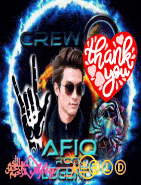 a picture of a man with sunglasses and a thank you heart