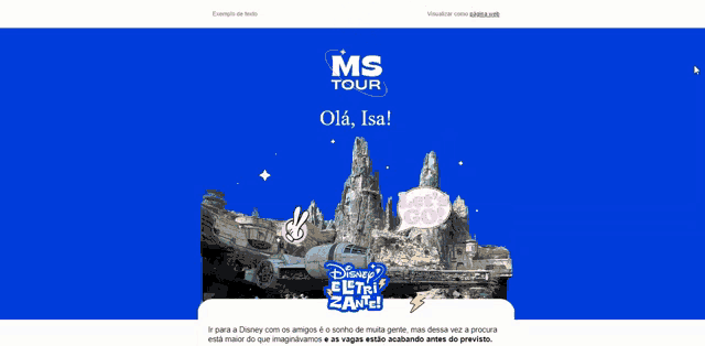 a disney advertisement with a blue background and a green button that says " time de agente dos sonhos ms turismo "