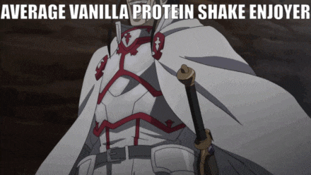 average vanilla protein shake enjoyer is written above a picture of a man holding a sword