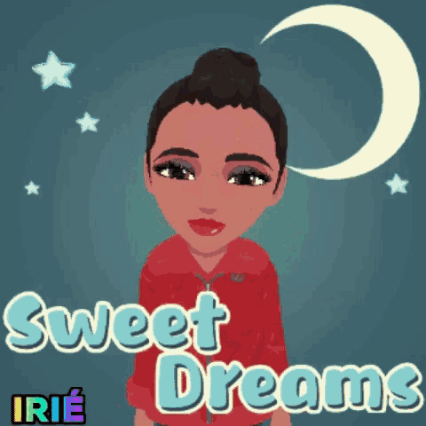 a cartoon of a woman with the words sweet dreams on it