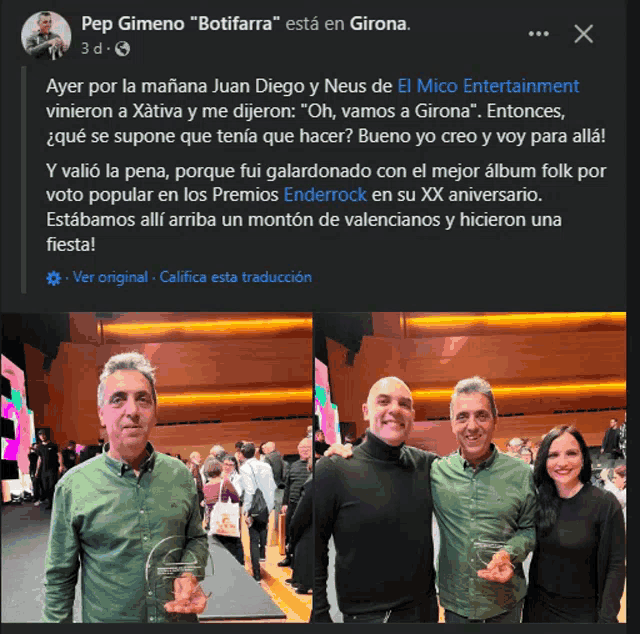 a screenshot of a facebook post by pepe gimeno " botifarra "
