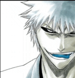 a drawing of a man with white hair and a blue mouth