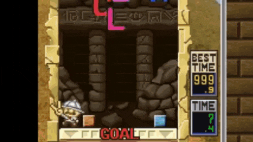 a video game screen shows the best time is 999 seconds and the time is 7.4 seconds