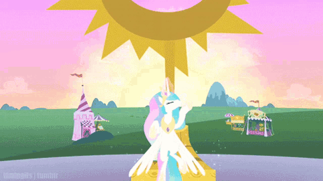 a cartoon drawing of a unicorn with a crown on her head
