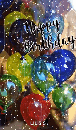 a bunch of colorful balloons with the words `` happy birthday '' written on them