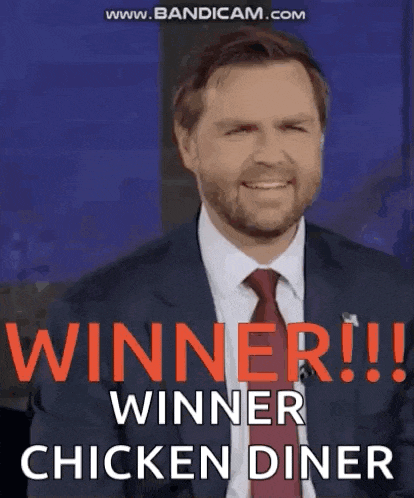 a man in a suit and tie says winner winner chicken diner .