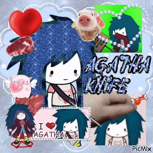a picture of a girl with the name agatha knife