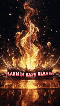 a painting of a fire with the name admin kape blanca on it