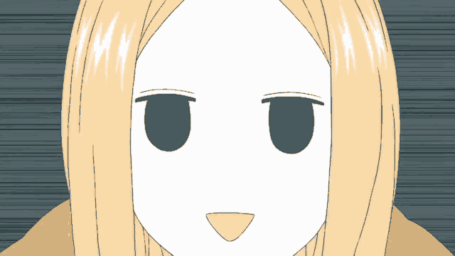 a cartoon of a girl with long blonde hair and a white face