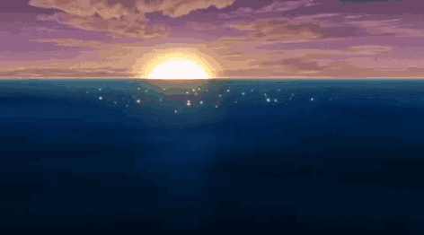 a sunset over a large body of water with the sun shining through the clouds