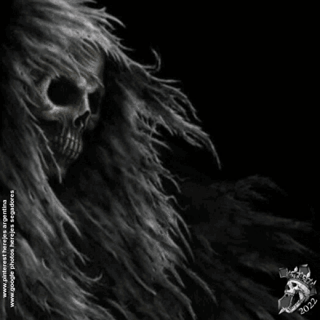 a black background with a skull and the year 2022 on it