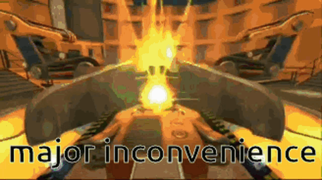a video game with the words major inconvenience on the bottom right