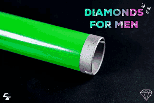 a neon green tube with the words diamonds for men written above it