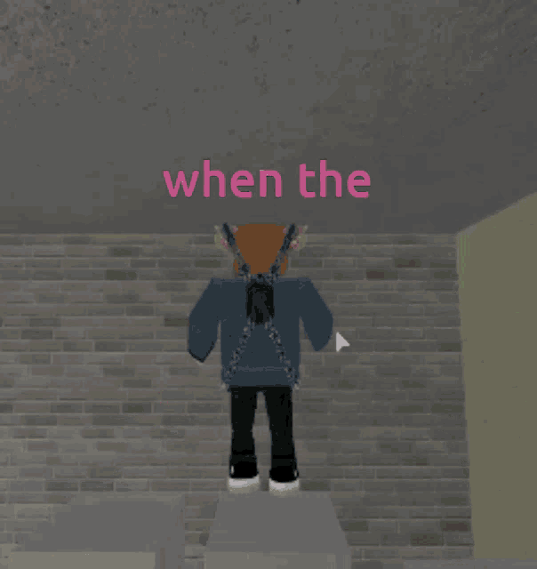 a person in a video game says when the in pink letters