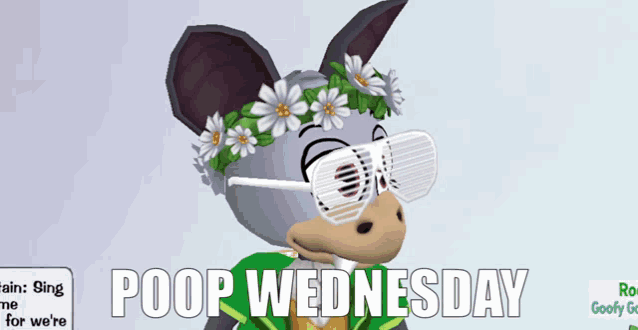 a green cat says poop wednesday in front of an anchor house