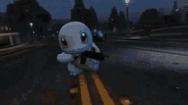 a squirtle is holding a gun in front of a police car with the number 911 on it