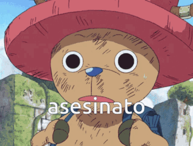 a cartoon character with the word asesinato written on it