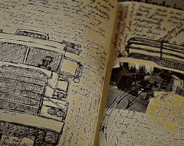 a book is open to a page that says trucks