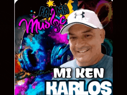 a picture of a man with the name mi ken karlos on the bottom