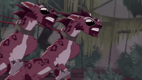 a cartoon drawing of two animals with the number 70 on their heads