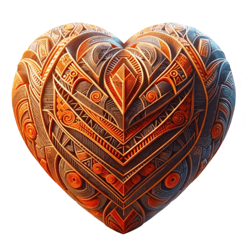 a sculpture in the shape of a heart with a geometric design