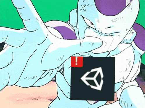 a cartoon character is holding a black box with a cube logo on it