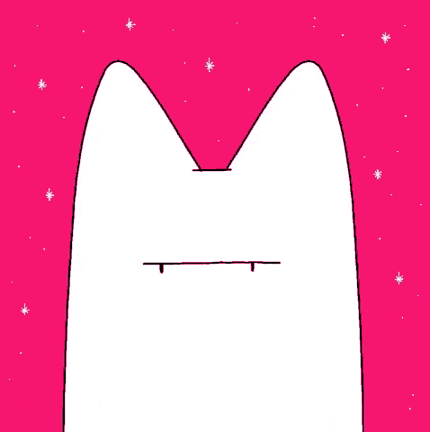 a drawing of a cat giving the middle finger on a pink background