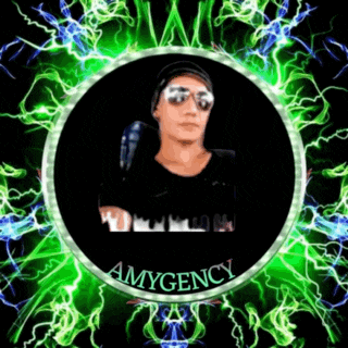 amygency logo with a picture of a man in a black shirt