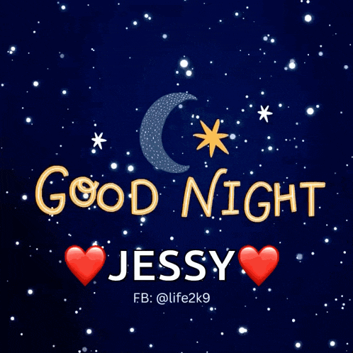a blue background with the words good night jessy