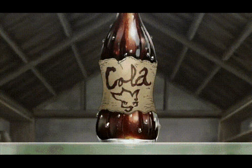 a bottle of cola is sitting on a table