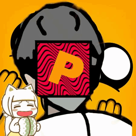 a drawing of a person with the letter p in front of them
