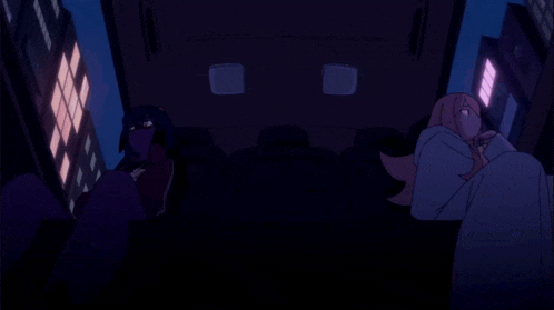 a cartoon of two women sitting in a car at night