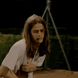 a woman with blood on her face is making a funny face and saying `` i can 't believe my eyes '' .