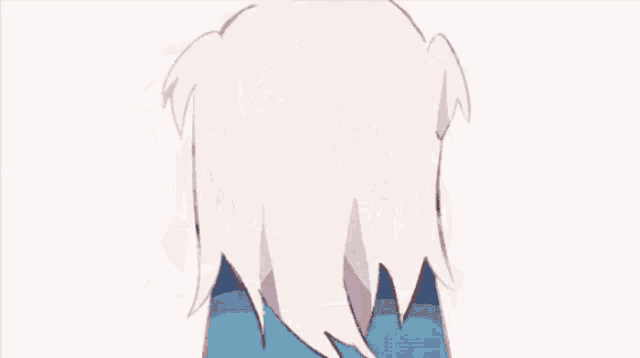 a drawing of a girl with white hair and blue eyes