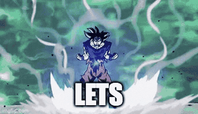 a cartoon of a man standing in front of a green background with the words `` lets '' .