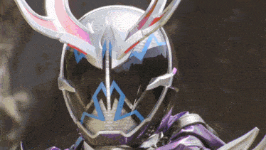 a close up of a person wearing a helmet with antlers