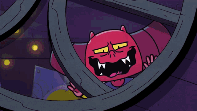a cartoon drawing of a monster with a big smile on his face