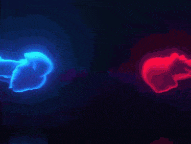 a blue and purple background with a glowing jellyfish