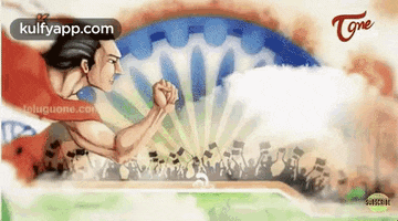a cartoon of a man standing in front of a crowd with the words kulfyapp.com on the bottom right