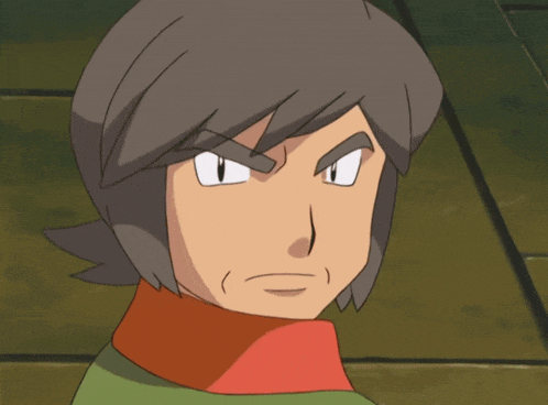 a close up of a cartoon character 's face with a serious look on his face