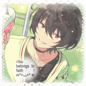 a picture of a boy with the words " ritsu belongs to faith "