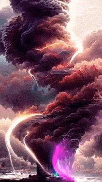 a painting of a tornado with lightning coming out of it and the words scoopcut at the bottom