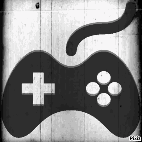 a black and white photo of a game controller with a plus sign