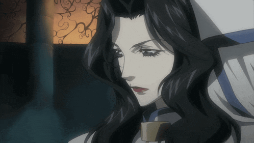 a woman with long black hair is wearing a white veil