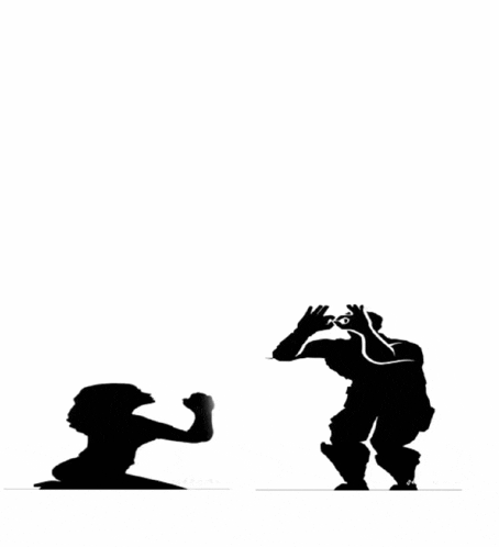 a silhouette of a woman and a man standing next to each other .