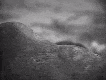 a black and white photo of a rock covered in water